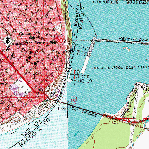 Topographic Map of Lock Number 19, IL