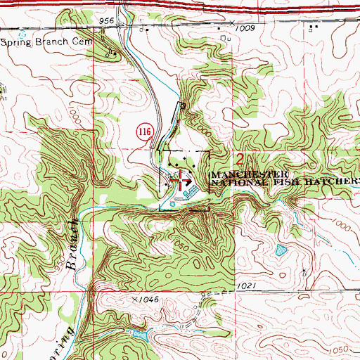 Topographic Map of Manchester National Fish Hatchery, IA