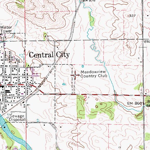 Topographic Map of Meadowview Country Club, IA