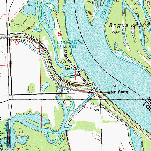 Topographic Map of Muscatine Island Pumping Station, IA
