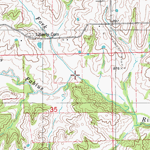 Topographic Map of North Fork of South Fork of North Fabius River, MO