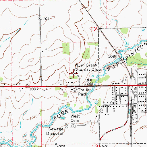 Topographic Map of Plum Creek Country Club, IA