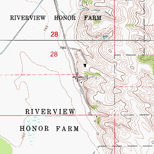 Topographic Map of Riverview Honor Farm, IA