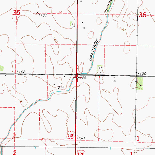 Topographic Map of Drainage Ditch Number 29, IA