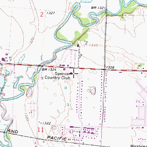 Topographic Map of Spencer Country Club, IA
