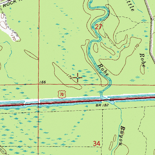 Topographic Map of Big Robe Bayou, AR