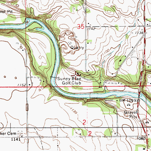 Topographic Map of Sunny Brae Golf Club, IA