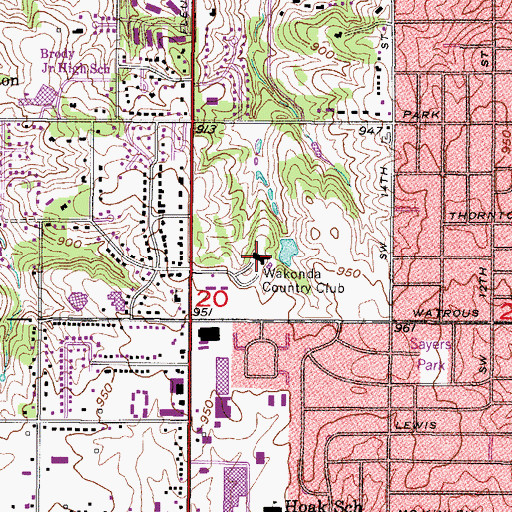 Topographic Map of Wakonda Country Club, IA
