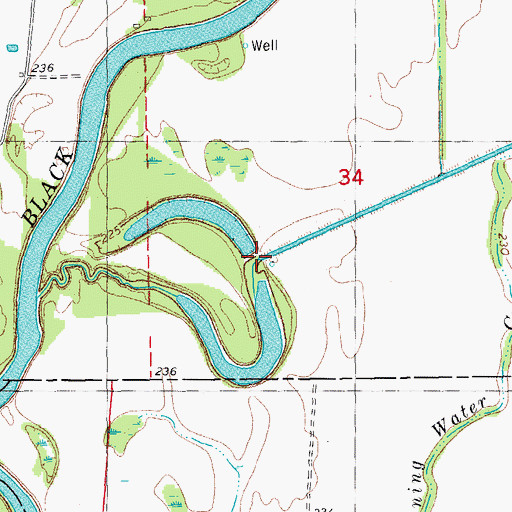Topographic Map of Big Running Water Creek, AR
