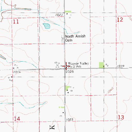 Topographic Map of Rural Elementary School Number 2, IA