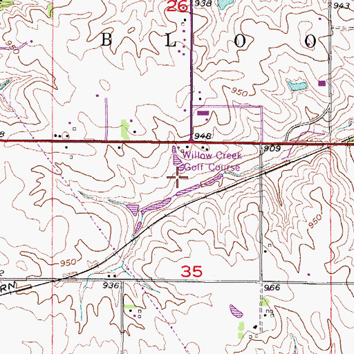 Topographic Map of Willow Creek Golf Course, IA