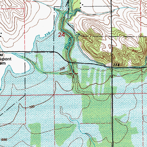 Topographic Map of Plum Creek, IA