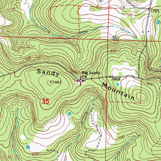 Topographic Map of Big Sandy Church, AR