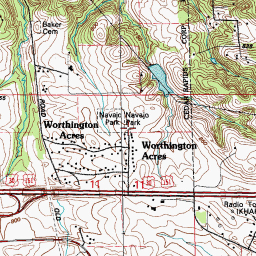 Topographic Map of Navajo Park, IA