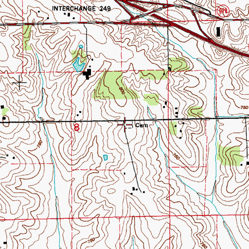 Topographic Map of Brick Chapel (historical), IA