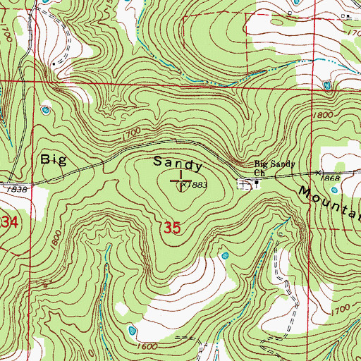 Topographic Map of Big Sandy Mountain, AR