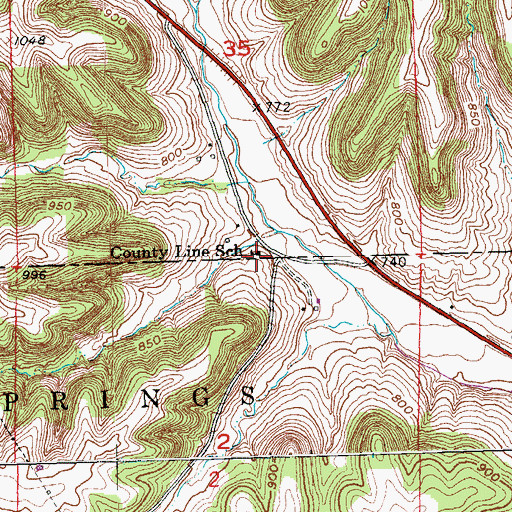 Topographic Map of County Line School, IA