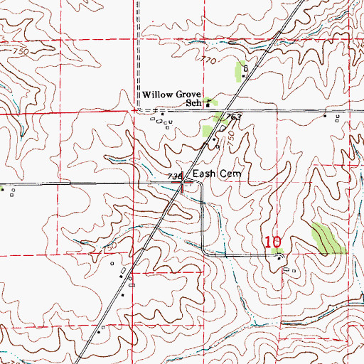Topographic Map of Eash Cemetery, IA