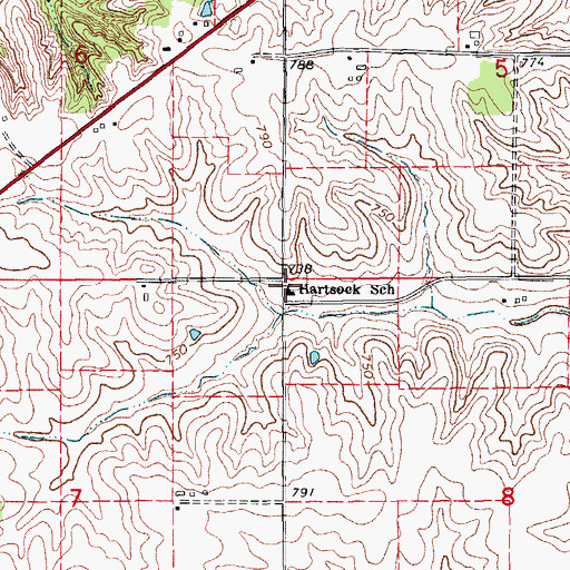 Topographic Map of Hartsock School, IA