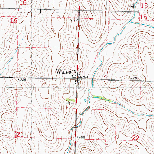 Topographic Map of Wales, IA