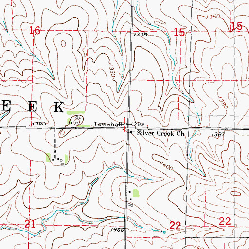 Topographic Map of Silver Creek Townhall, IA