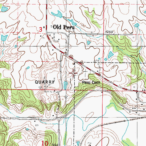 Topographic Map of Peru Cemetery, IA