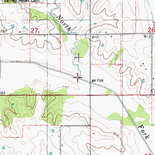 Topographic Map of Carter Creek, MO