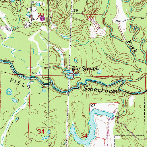 Topographic Map of Big Slough, AR