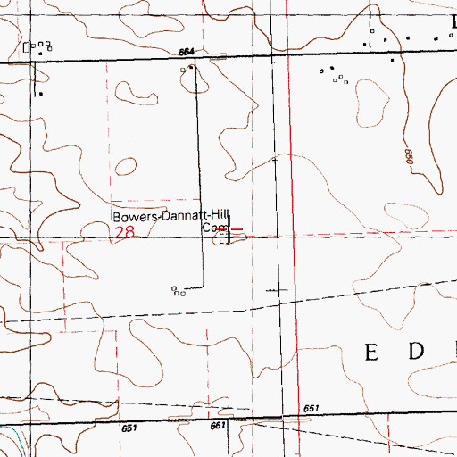 Topographic Map of Bowers-Dannatt-Hill Cemetery, IA