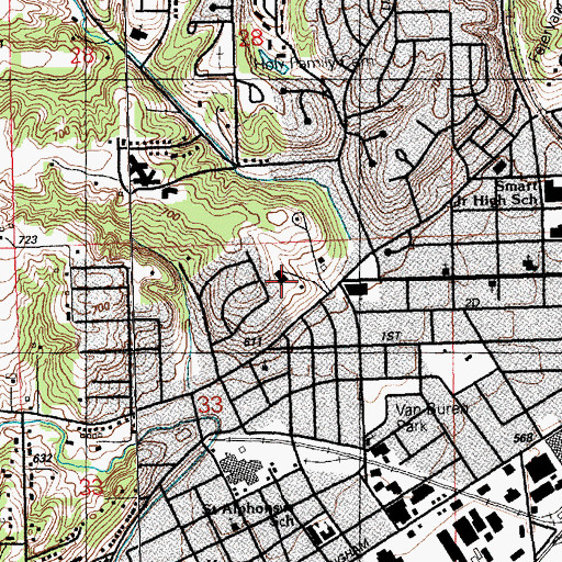 Topographic Map of Pine Knoll Nursing Home, IA