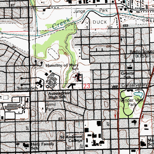 Topographic Map of Humility of Mary School, IA