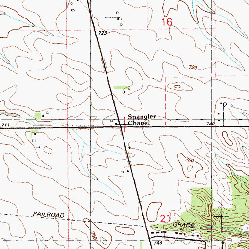 Topographic Map of Spangler Chapel, IA
