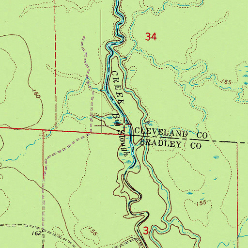 Topographic Map of Big Slough, AR