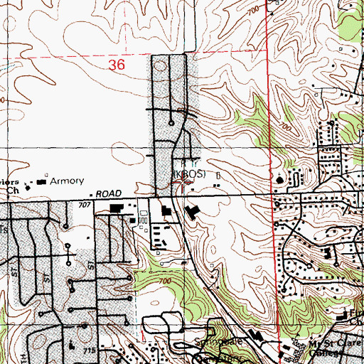 Topographic Map of KROS Radio Tower, IA