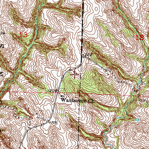 Topographic Map of Wahaghbonsy, IA