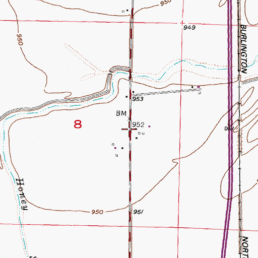 Topographic Map of Haneys, IA