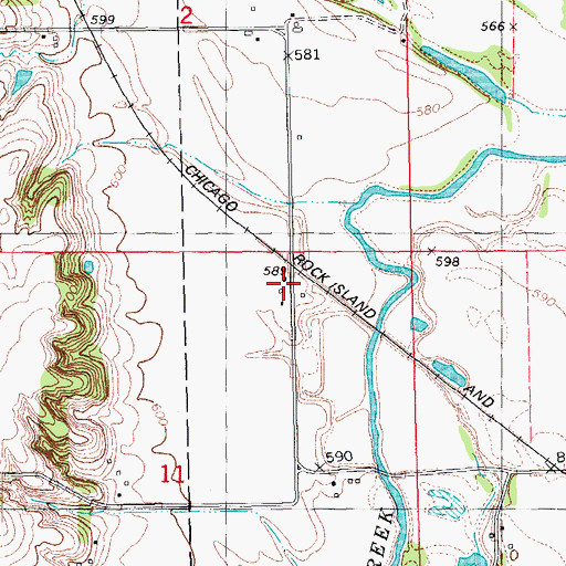 Topographic Map of Long Creek, IA