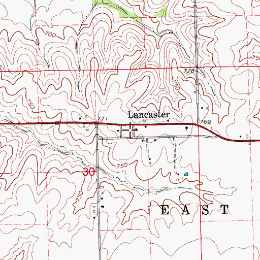 Topographic Map of Lancaster, IA