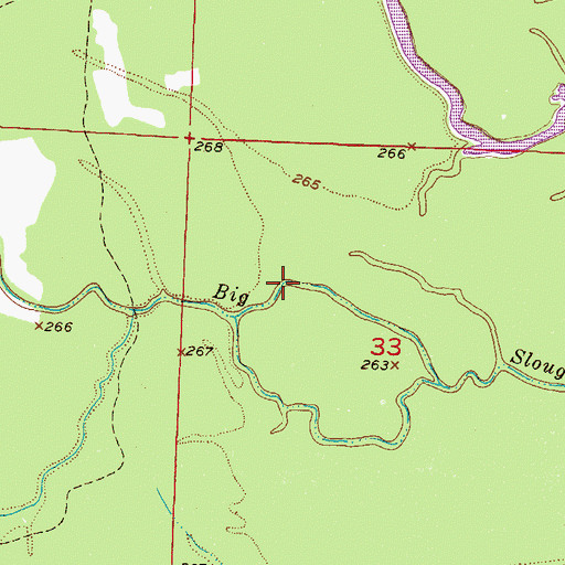 Topographic Map of Big Slough, AR