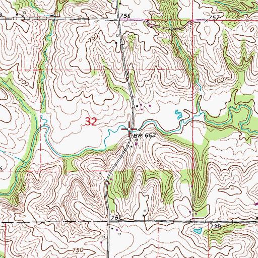 Topographic Map of Davis Creek, IA