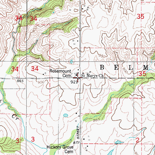 Topographic Map of Rosemount, IA