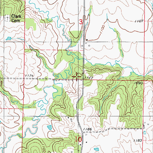 Topographic Map of Clanton (historical), IA