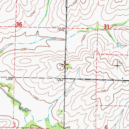 Topographic Map of Cass Centre, IA