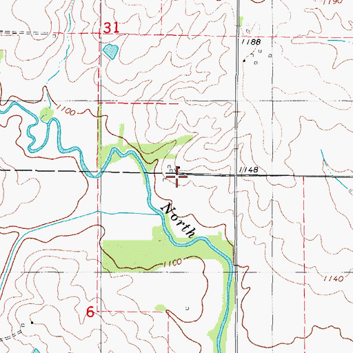 Topographic Map of North River, IA