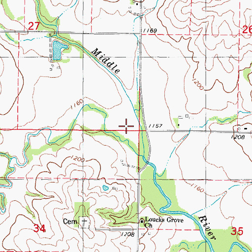 Topographic Map of Holadays (historical), IA