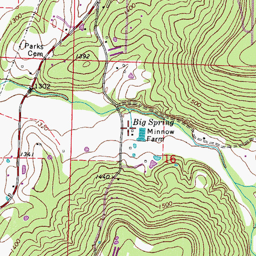 Topographic Map of Big Spring, AR