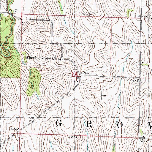 Topographic Map of Wheeler, IA