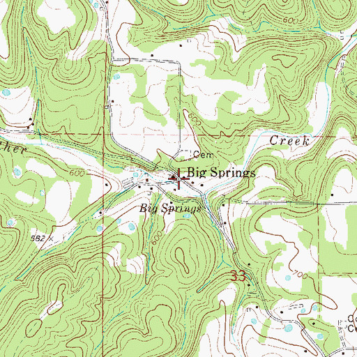 Topographic Map of Big Spring, AR