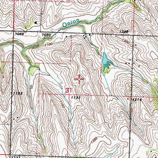 Topographic Map of Downsvillw (historical), IA