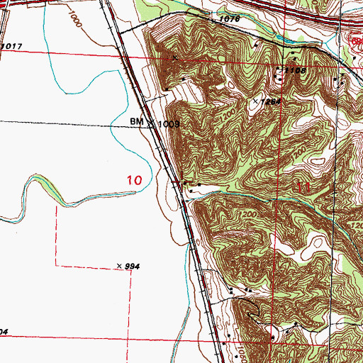 Topographic Map of Willow, IA